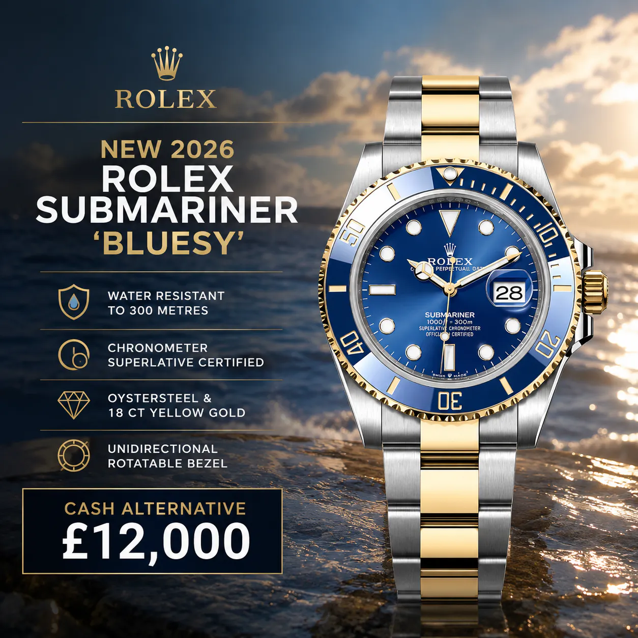 NEW 2026 ROLEX SUBMARINER 'BLUESY' OR £12,000