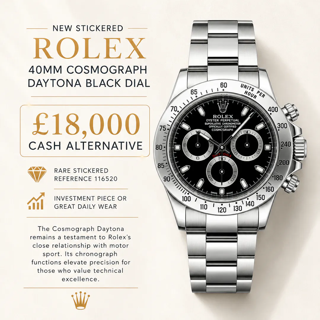 NEW STICKERED ROLEX 40MM COSMOGRAPH DAYTONA OR £18,000 LOW ODDS