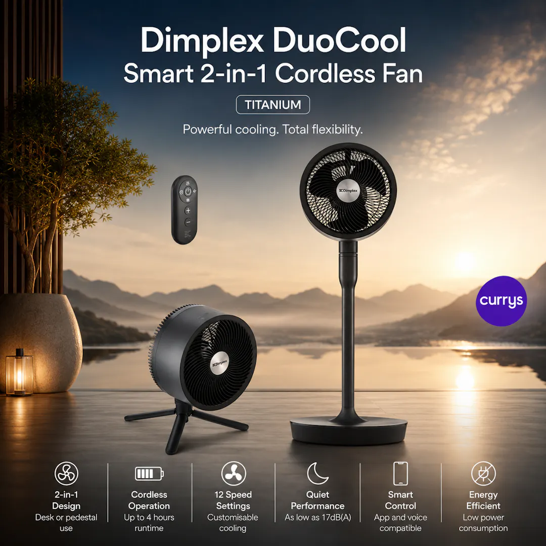 DIMPLEX DuoCool Smart 2-in-1 Cordless Fan - Titanium