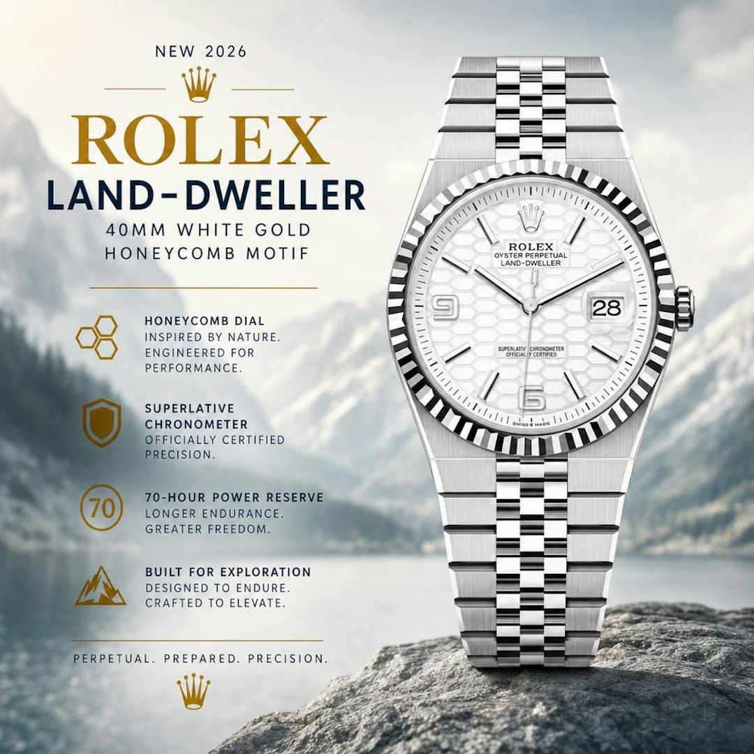 NEW 2026 ROLEX LAND DWELLER 40MM WHITE GOLD HONEYCOMB MOTIF