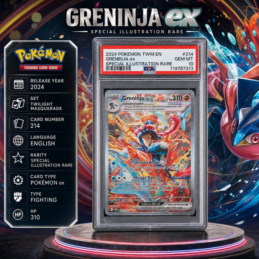 PSA 10 2024 POKEMON TWM EN-TWILIGHT MASQUERADE #214 GRENINJA ex SIR