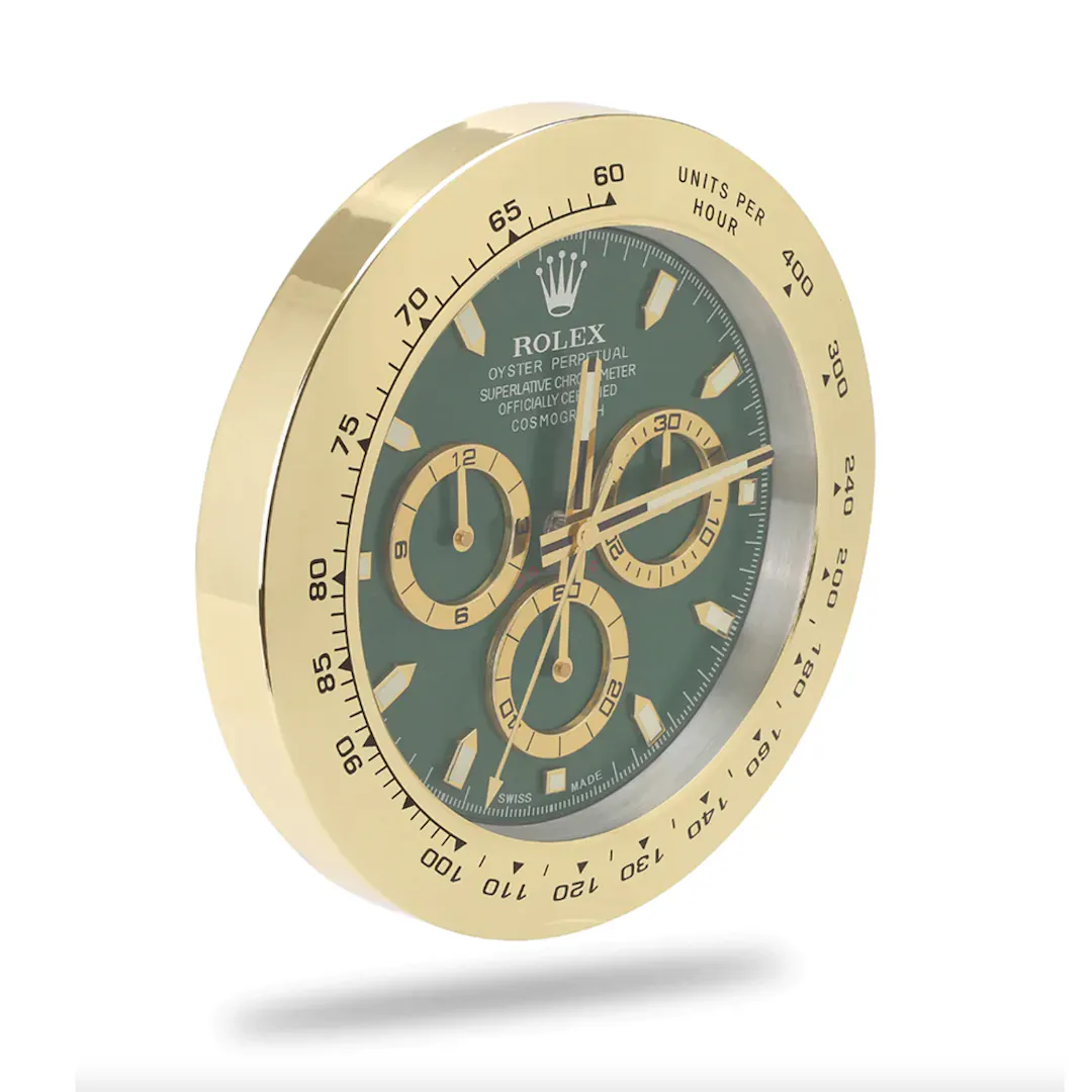 DAYTONA GOLD &AMP; GREEN ROLEX STYLE WALL CLOCK