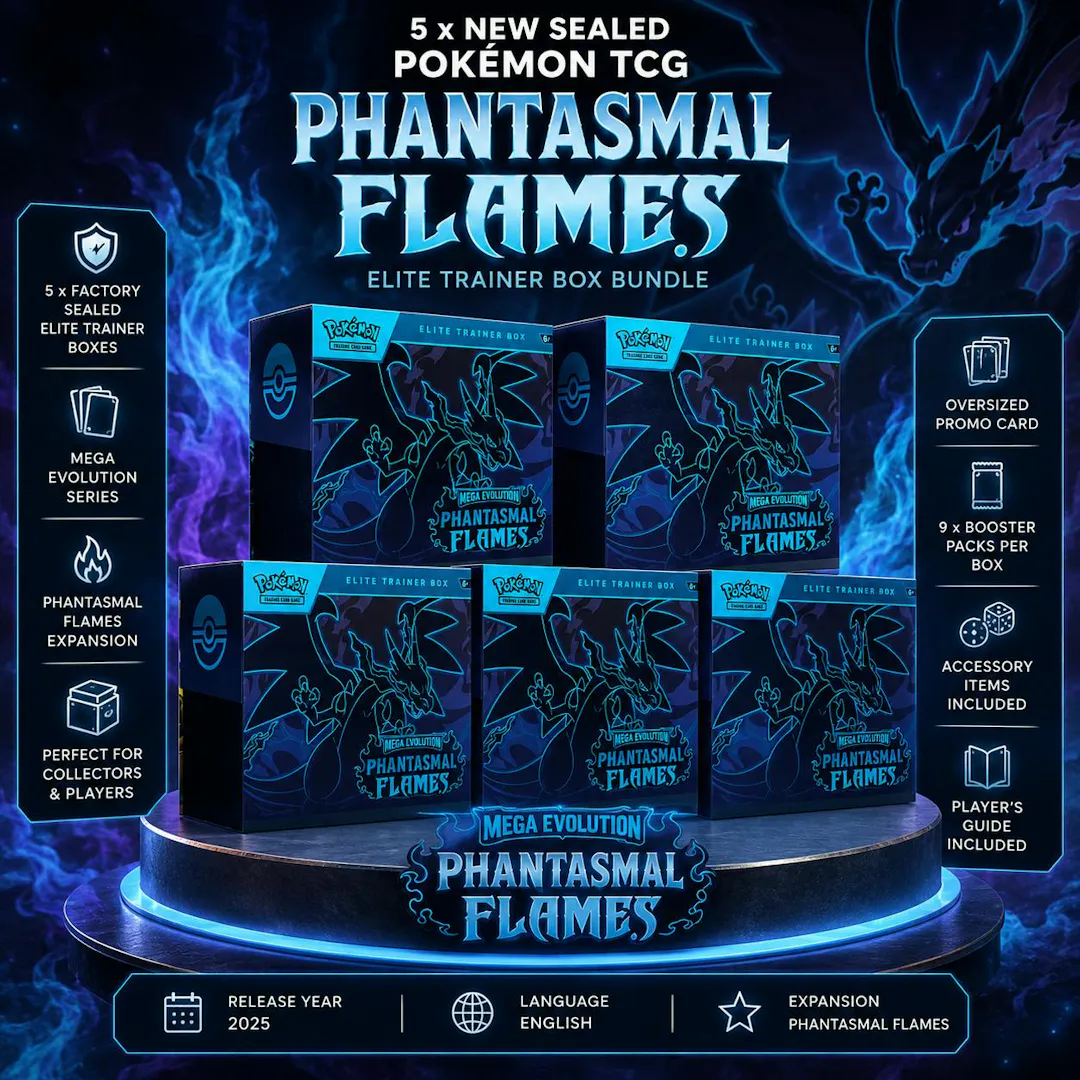 5 X BRAND NEW SEALED POKÉMON TCG PHANTASMAL FLAMES ETBS