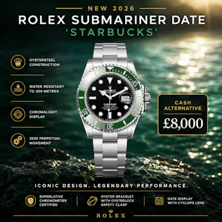 NEW 2026 ROLEX SUBMARINER DATE 'STARBUCKS' OR £8,000