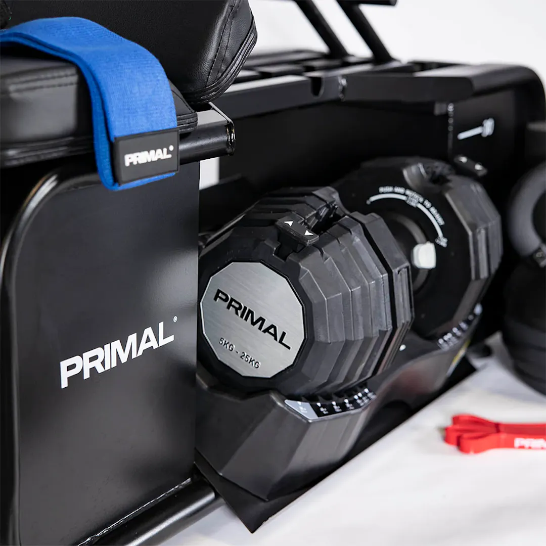 PRIMAL SERIES HIIT BENCH + ACCESSORIES + DUMBBELLS