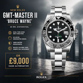 NEW ROELX GMT-MASTER II 'BRUCE WAYNE' 40 MM, OYSTERSTEEL OR £9,000