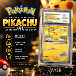 ACE 10 2025 BLACK STAR PROMO PIKACHU #214 ILLUSTRATION CONTEST