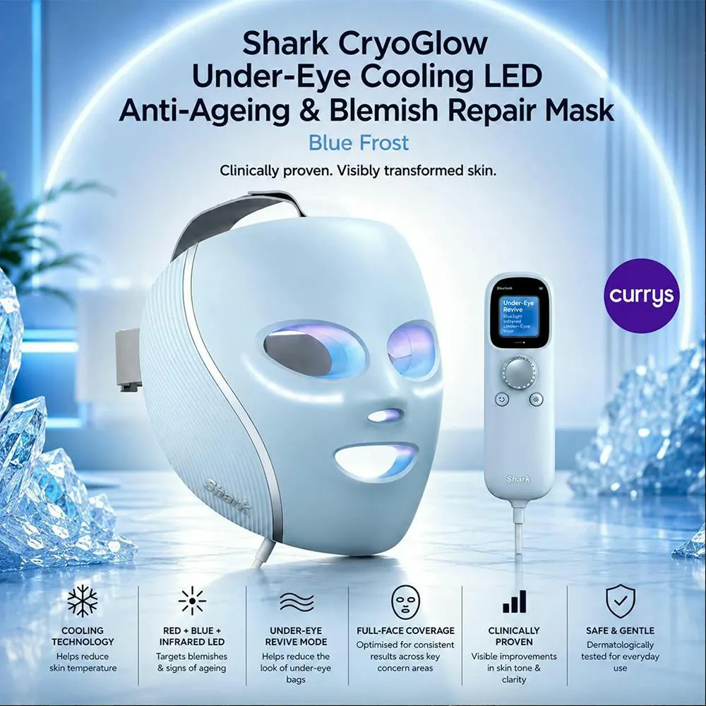 SHARK CRYOGLOW LED FACE MASK UNDER-EYE COOLING TECHNOLOGY