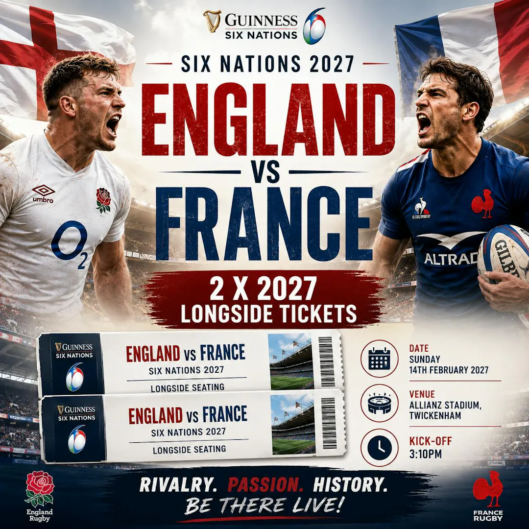 2 X 2027 SIX NATIONS ENGLAND VS FRANCE LONGSIDE TICKETS