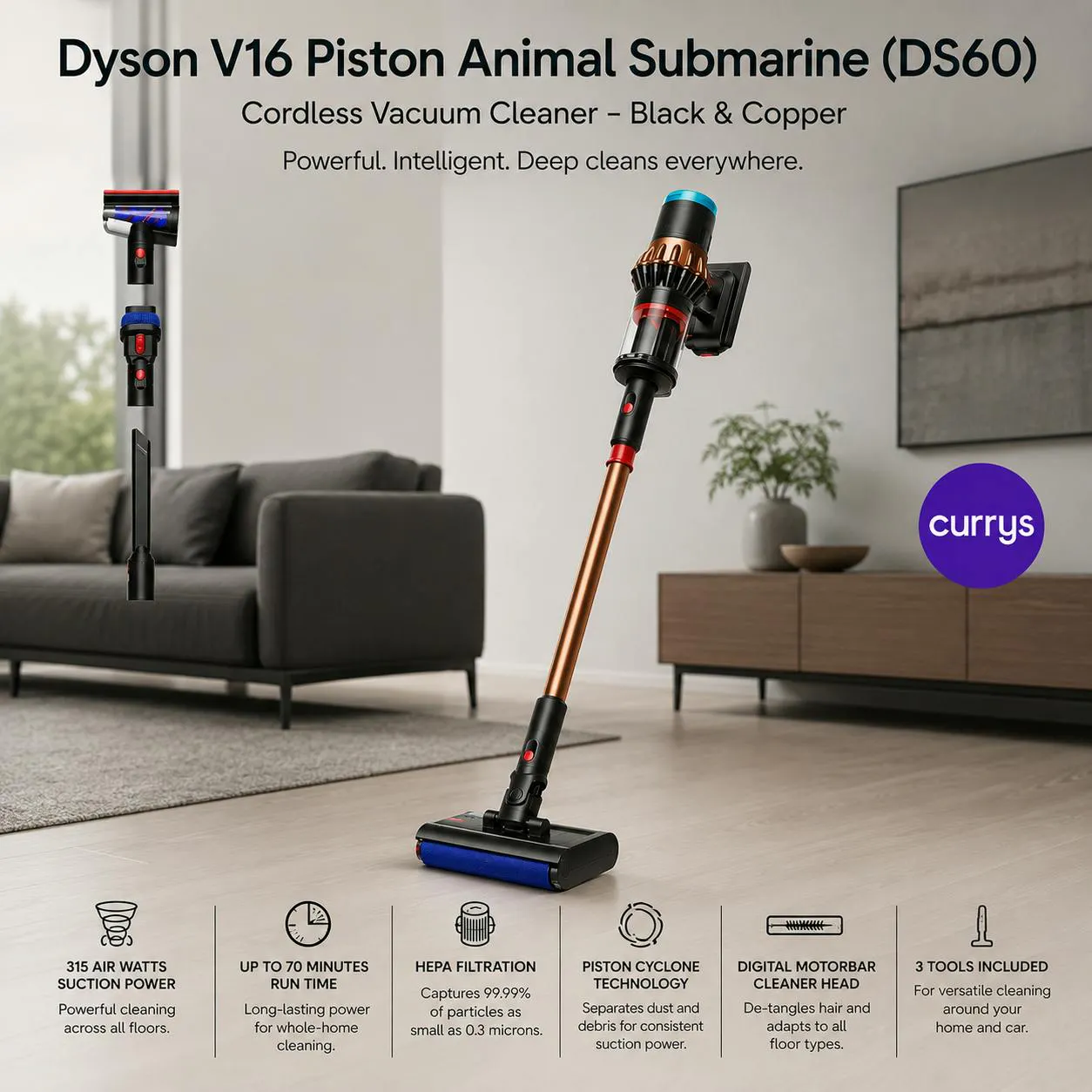 DYSON V16 PISTON ANIMAL SUBMARINE DS60 CORDLESS WET & DRY VACUUM CLEANER – BLACK & COPPER
