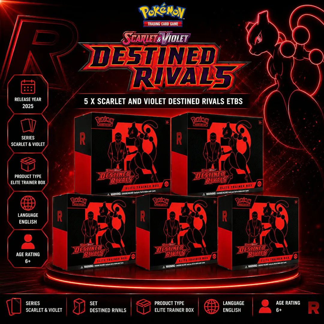 5 X NEW POKEMON SCARLET AND VIOLET DESTINED RIVALS ETBS