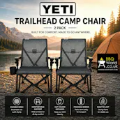 2 X CHARCOAL YETI TRAILHEAD CAMP CHAIRS + COVERS