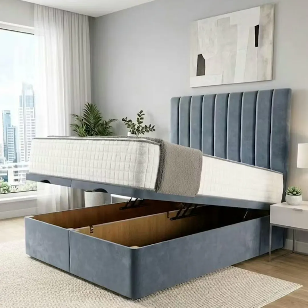 LUXURY OTTOMAN BED BUNDLE - FRAME, MATTRESS + CHOICE OF SIZE & FABRIC