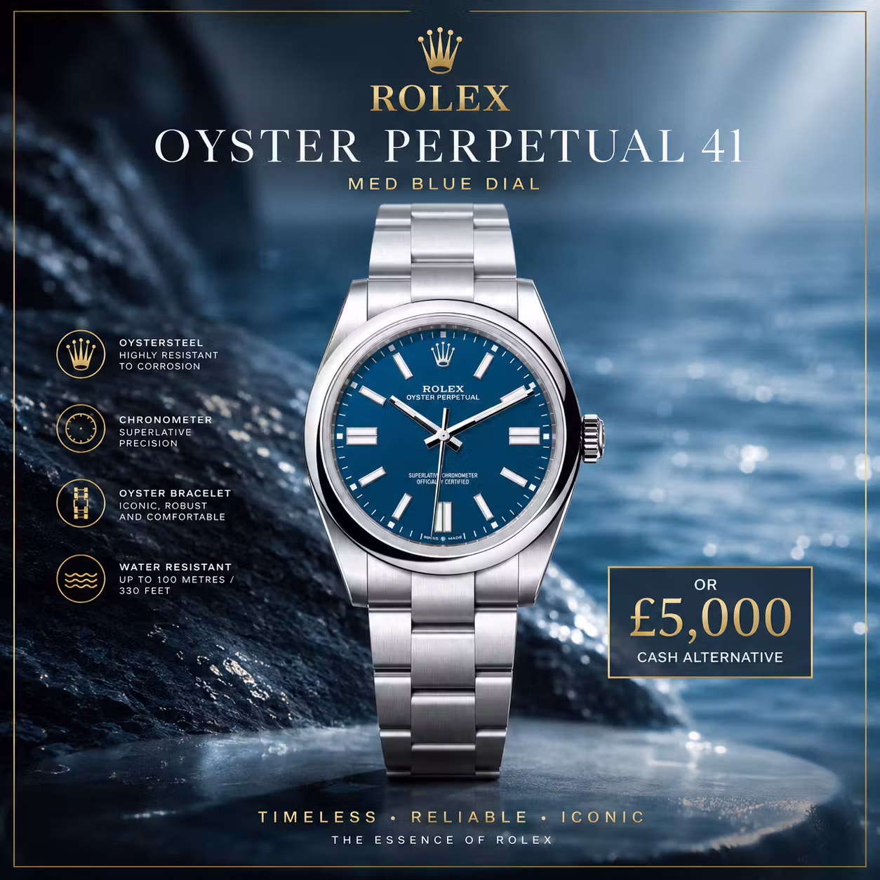 NEW 2026 ROLEX OP41 MED BLUE DIAL OR £5,000