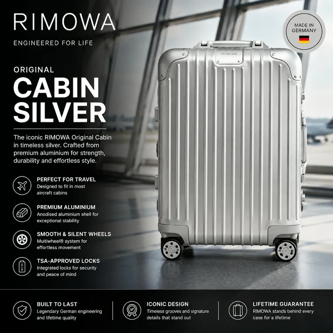 NEW RIMOWA ORIGINAL CABIN CARRY-ON ALUMINIUM SUITCASE