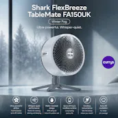 SHARK FLEXBREEZE TABLEMATE FA150UK PORTABLE 11.8" DESK FAN - WINTER FOG