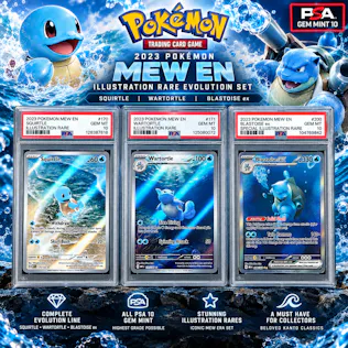 PSA 10 2023 POKÉMON 151 SQUIRTLE, WARTORTLE & BLASTOISE EX EVOLUTION SET