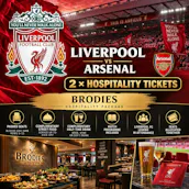2 X LIVERPOOL VS ARSENAL BRODIES HOSPITALITY TICKETS