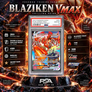 PSA 10 2021 POKEMON SWORD & SHIELD CHILLING REIGN BLAZIKEN VMAX
