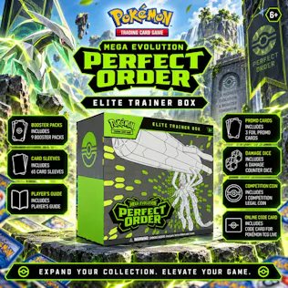 NEW POKEMON TCG MEGA EVOLUTION 'PERFECT ORDER' ELITE TRAINER BOX 2.0 #26