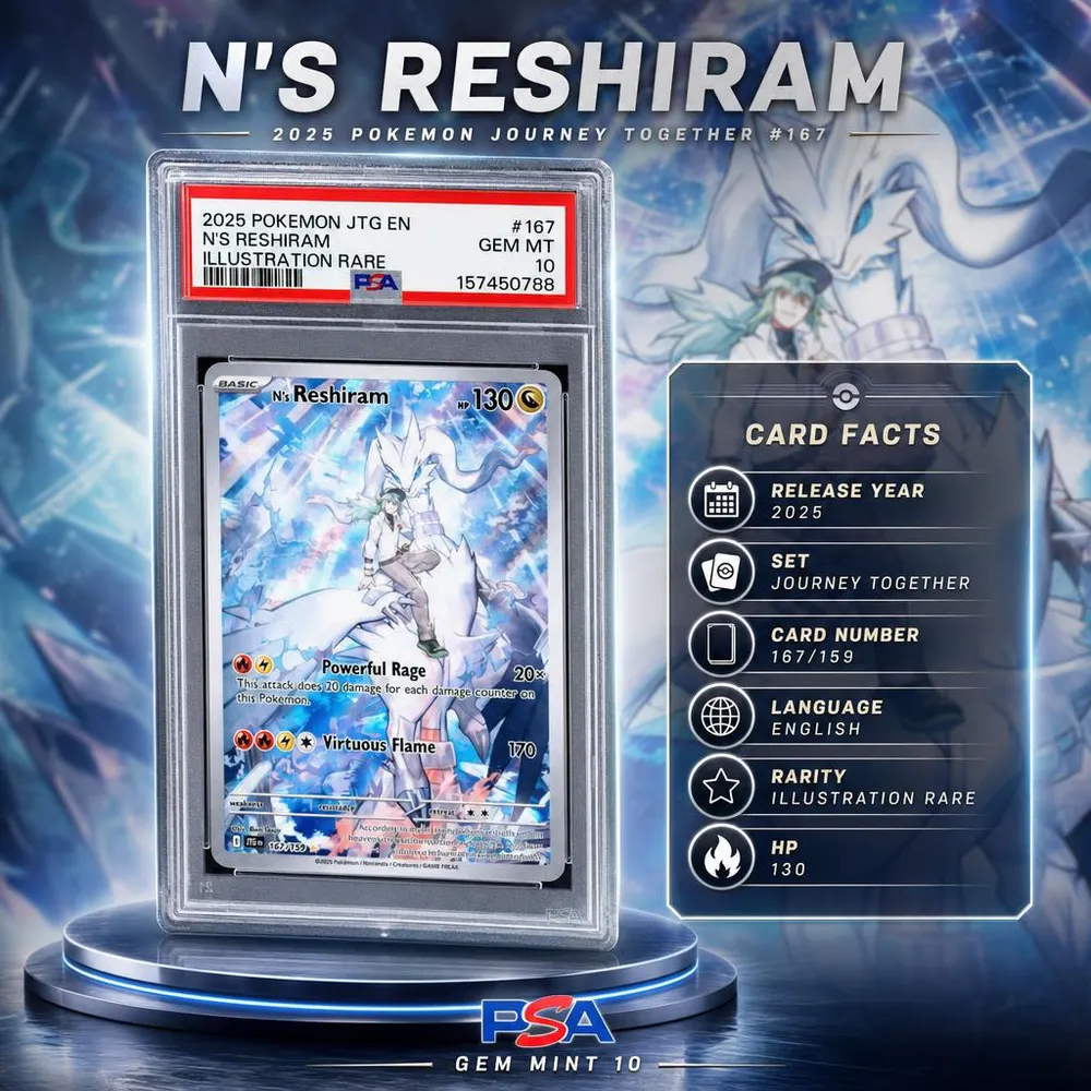 PSA 10 2025 POKEMON JTG EN-JOURNEY TOGETHER #167 N'S RESHIRAM
