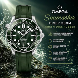 BRAND NEW OMEGA SEAMASTER DIVER 300M GREEN DIAL RUBBER