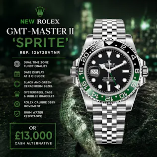 NEW 2025 ROLEX GMT MASTER II 'SPRITE' OR £13,000