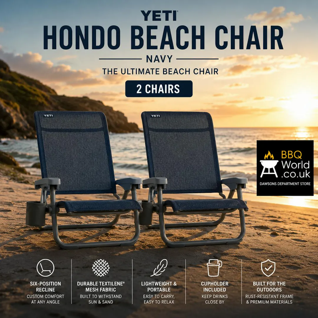 2 X YETI HONDO PREMIUM RECLINING BEACH CHAIRS – NAVY