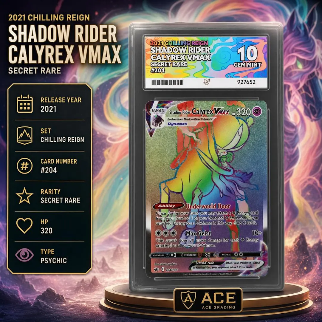 ACE 10 2021 CHILLING REIGN SHADOW RIDER CALYREXVMAX SECRET RARE