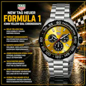 NEW TAG HEUER FORMULA 1 43MM YELLOW DIAL CHRONOGRAPH