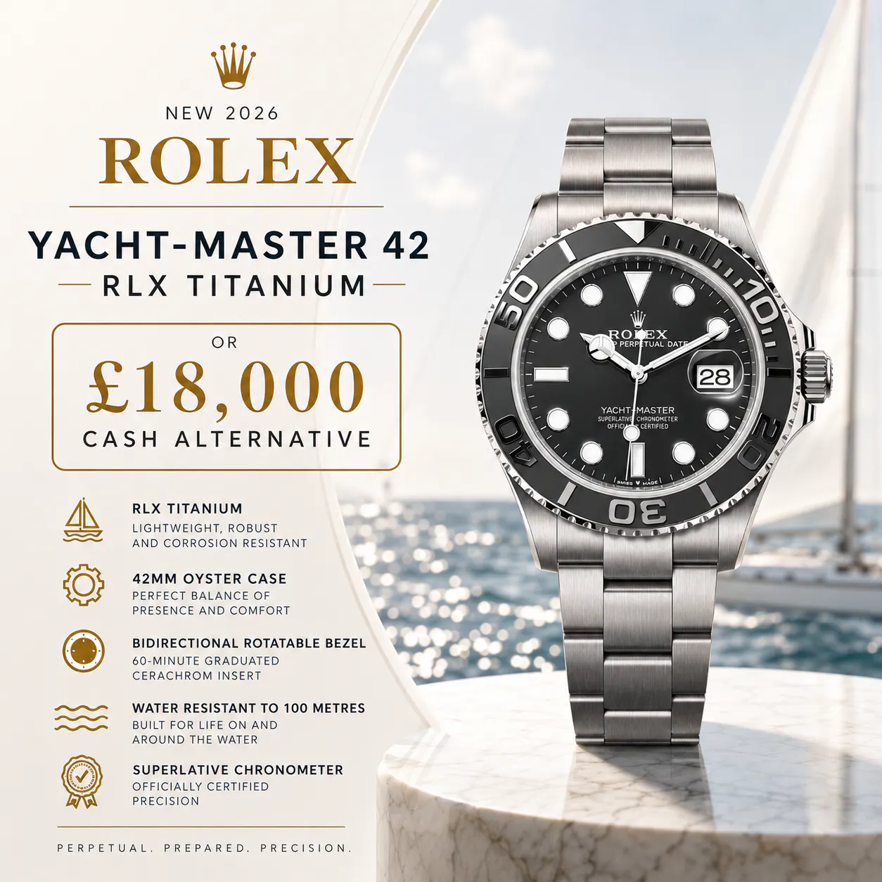 NEW 2026 ROLEX YACHT-MASTER RLX TITANIUM OR £18,000