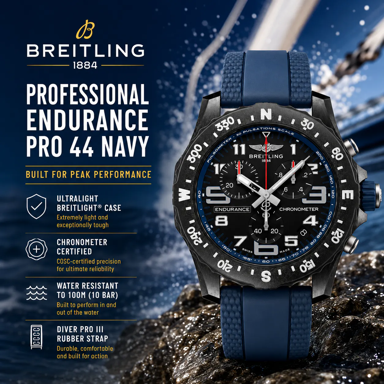 NEW BREITLING PROFESSIONAL ENDURANCE PRO 44 NAVY