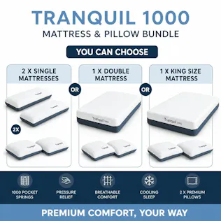 TRANQUIL 1000 MATTRESS & PILLOW BUNDLE - WINNERS CHOICE OF SIZE