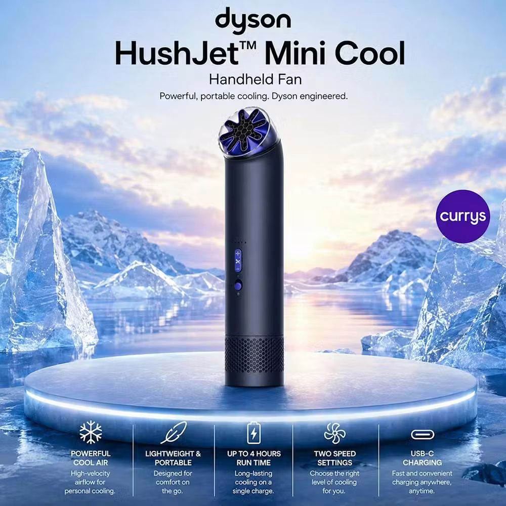 DYSON HUSHJET MINI COOL HANDHELD FAN - COBALT BLUE
