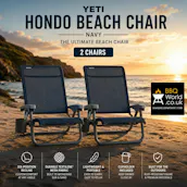 2 X YETI HONDO PREMIUM RECLINING BEACH CHAIRS – NAVY