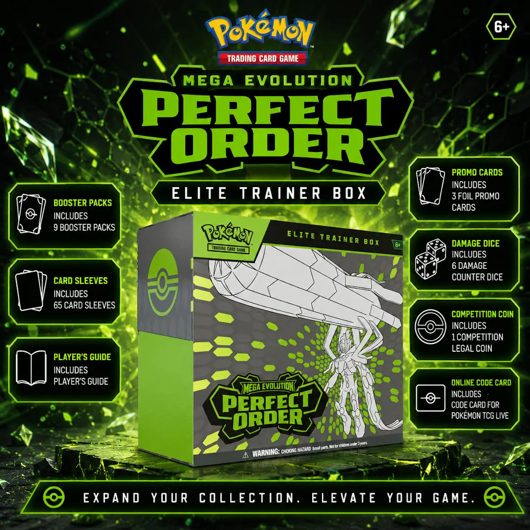 NEW POKEMON TCG MEGA EVOLUTION 'PERFECT ORDER' ELITE TRAINER BOX