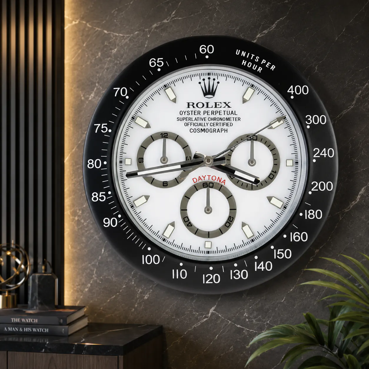 ROLEX STYLE COSMOGRAPH DAYTONA 'PANDA' WALL CLOCK