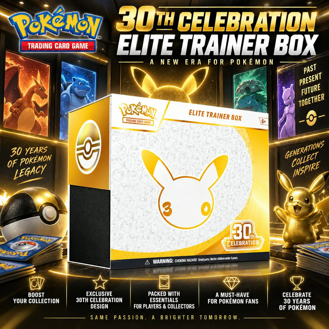 BRAND NEW RELEASE POKÉMON TCG: 30TH CELEBRATION ELITE TRAINER BOX