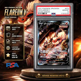 PSA 10 2021 POKEMON JPN #073 FA/FLAREON V EEVEE HEROES