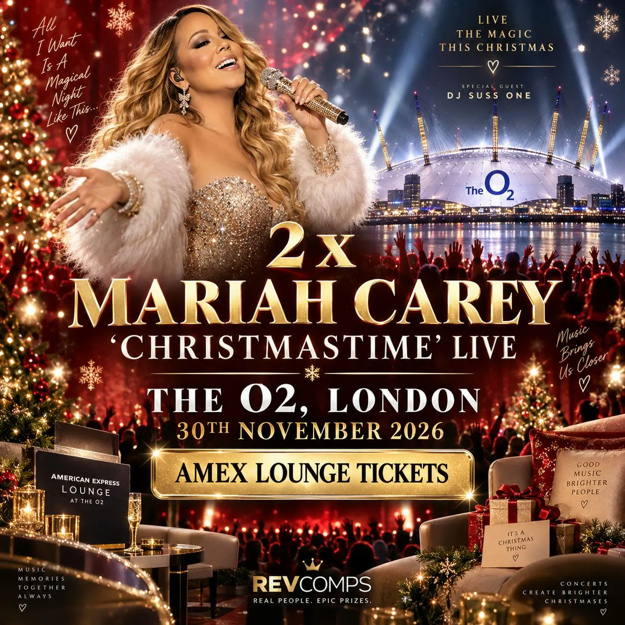 2 x MARIAH CAREY 'CHRISTMASTIME' LIVE O2 AMEX LOUNGE 30TH NOV 2026
