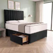 LUXURY DIVAN BED + DRAWERS & MATTRESS - CHOICE OF COLOUR & SIZE