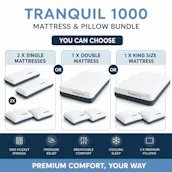TRANQUIL 1000 MATTRESS & PILLOW BUNDLE - WINNERS CHOICE OF SIZE