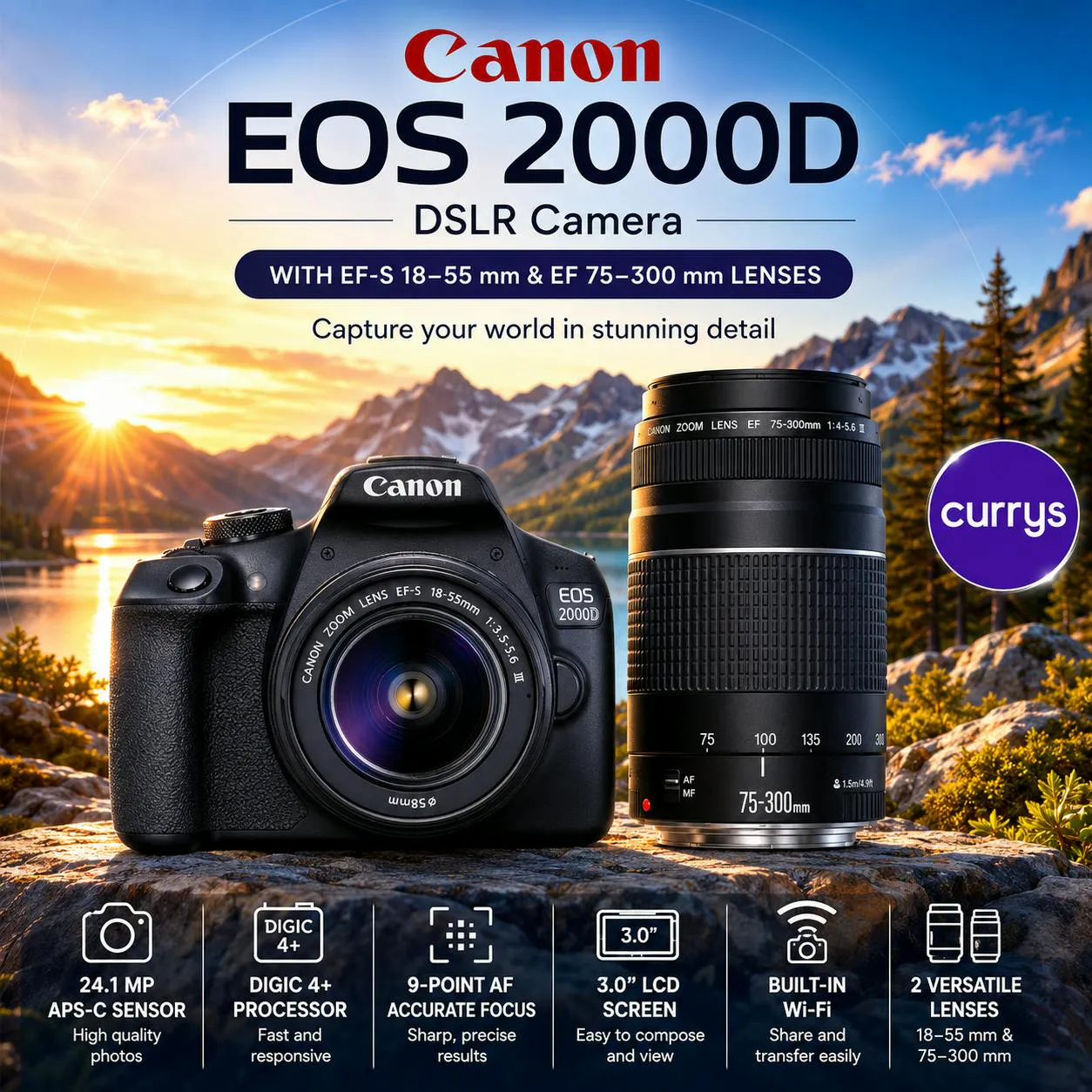 CANON EOS 2000D DSLR CAMERA WITH LENS