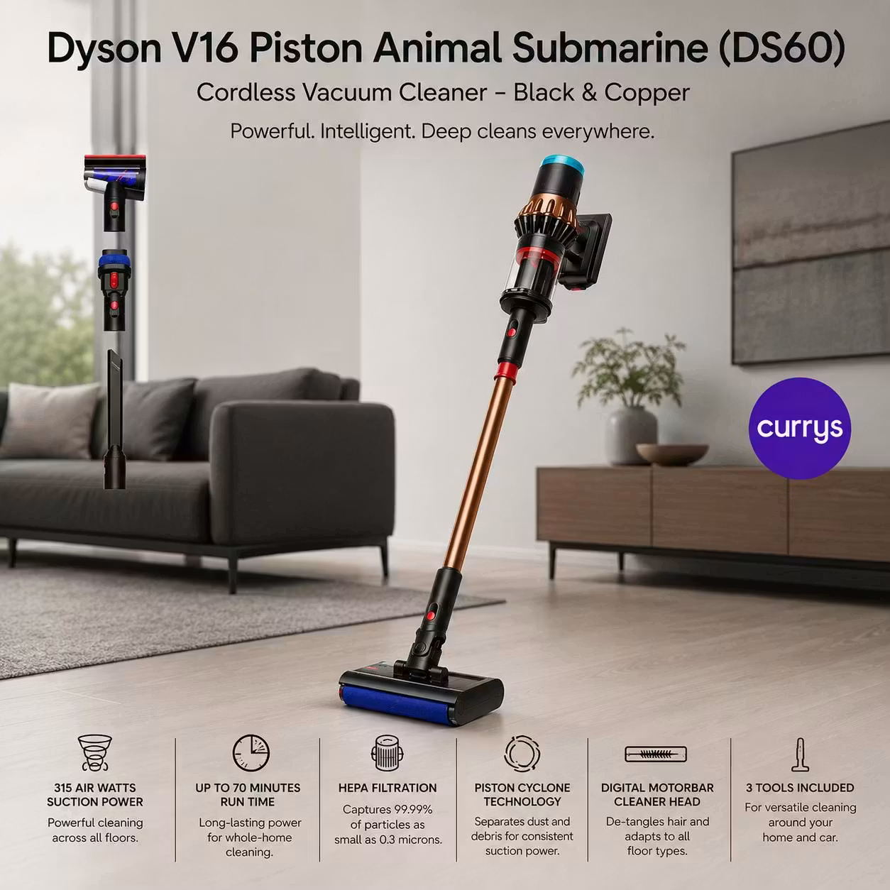 DYSON V16 PISTON ANIMAL SUBMARINE DS60 CORDLESS WET & DRY VACUUM CLEANER – BLACK & COPPER