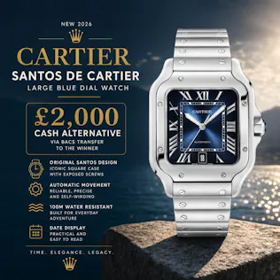CARTIER SANTOS DE CARTIER LARGE BLUE DIAL WATCH OR £2,000