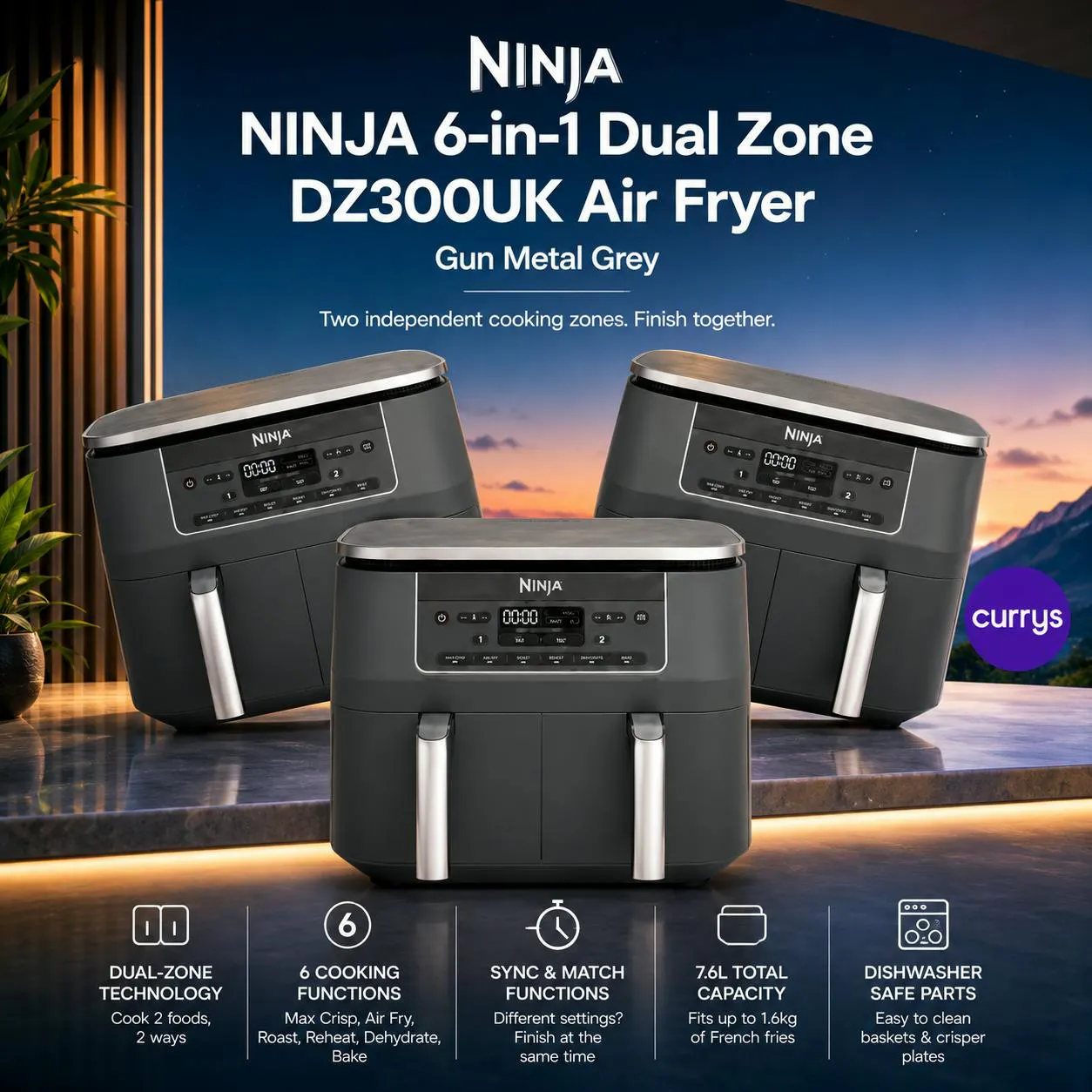 NINJA 6-IN-1 DUAL ZONE AIR FRYER 3 X WINNERS