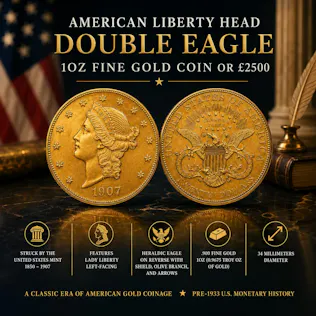 AMERICAN LIBERTY HEAD DOUBLE EAGLE 1OZ FINE GOLD COIN OR £2500 PARENT 4 #7