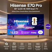 HISENSE E7Q PRO 55" QLED 4K HDR Smart TV with Freely - 55E7QTUK PRO