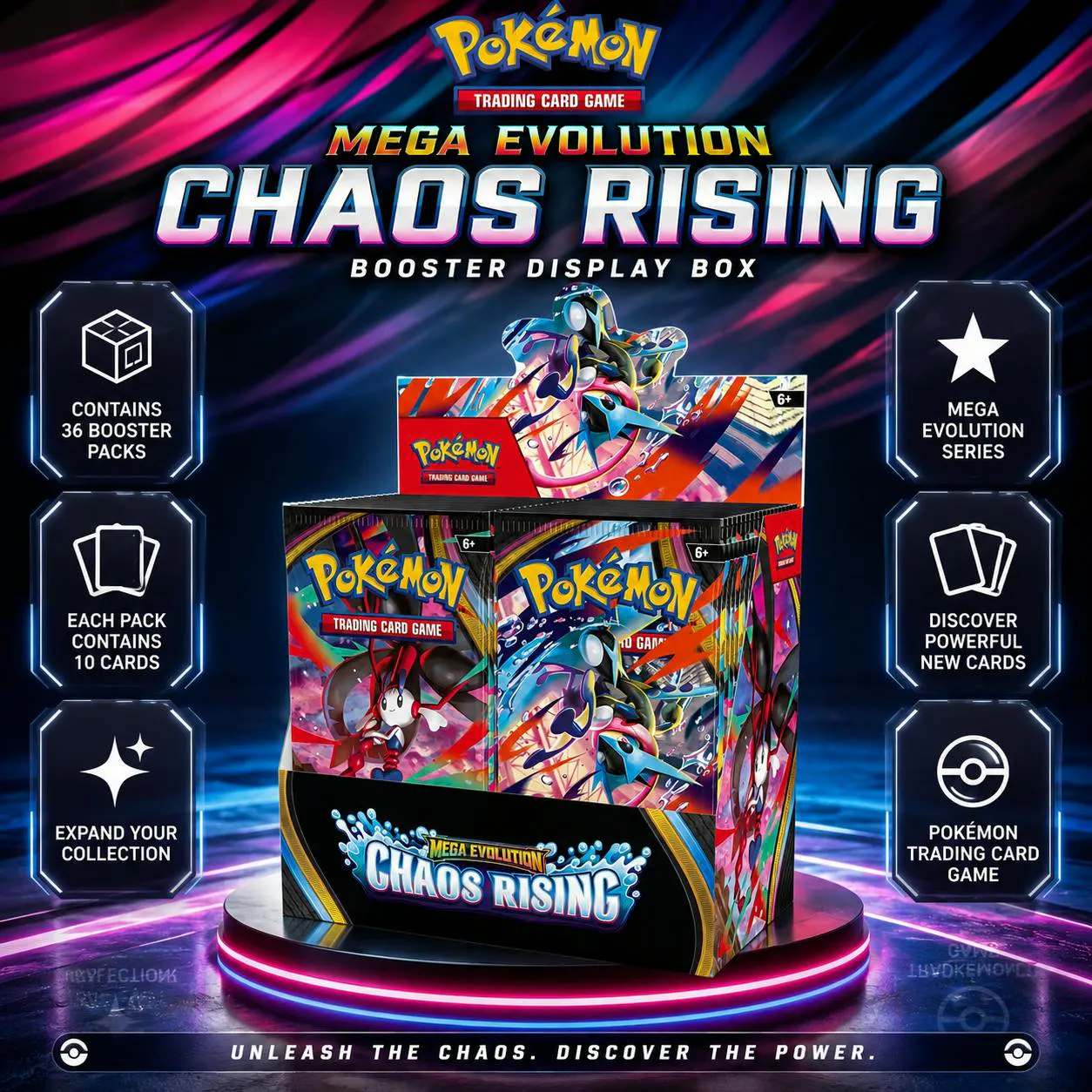 POKÉMON TCG: MEGA EVOLUTION-CHAOS RISING BOOSTER DISPLAY BOX (36 PACKS)