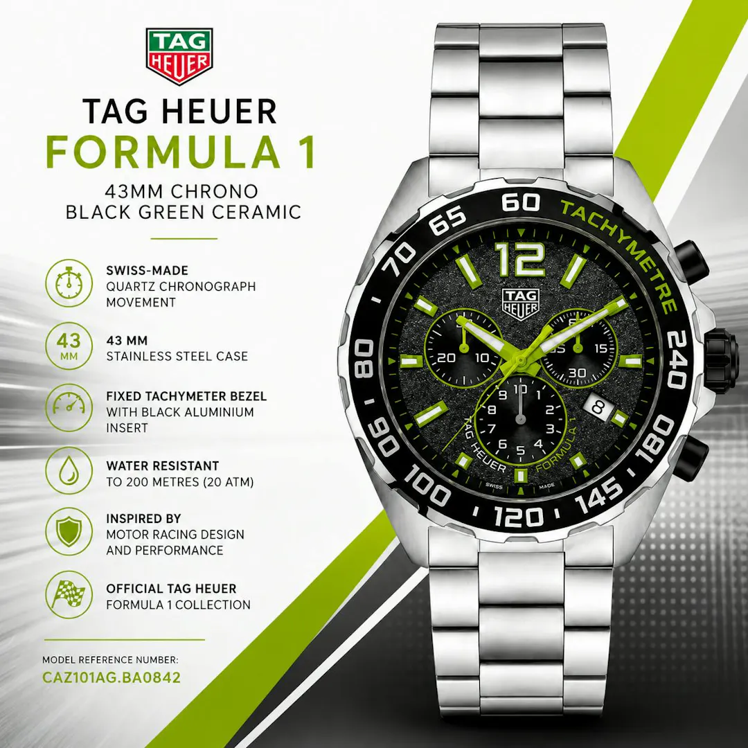 NEW TAG HEUER FORMULA 1 GREY & LIME YELLOW CHRONOGRAPH 43MM WATCH